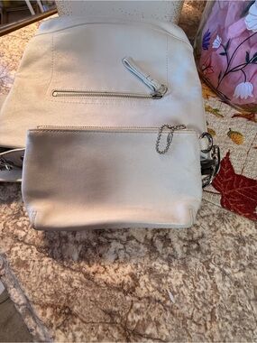 Coach Cream Leather wristlet  with Silver Hardware